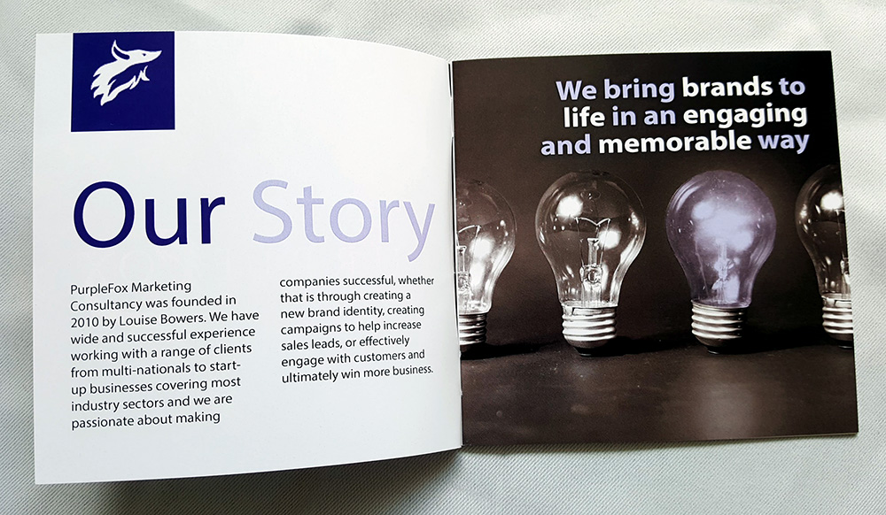Purple Fox Marketing booklet - inside spread