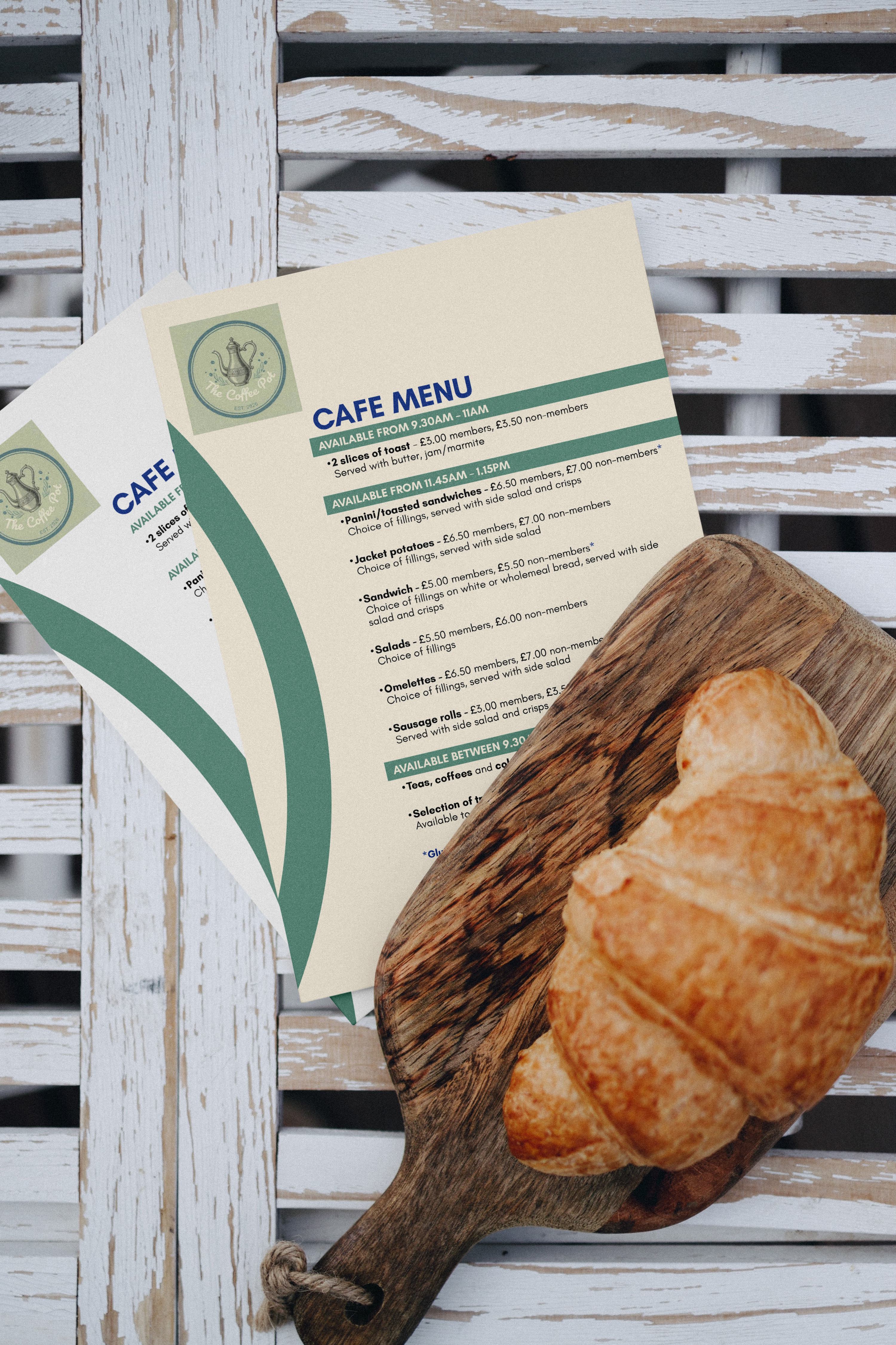 Menu for cafe